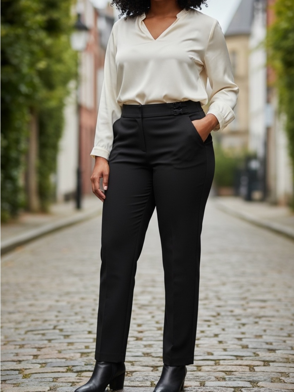 Dalia Black Wide Leg Tailored Pants